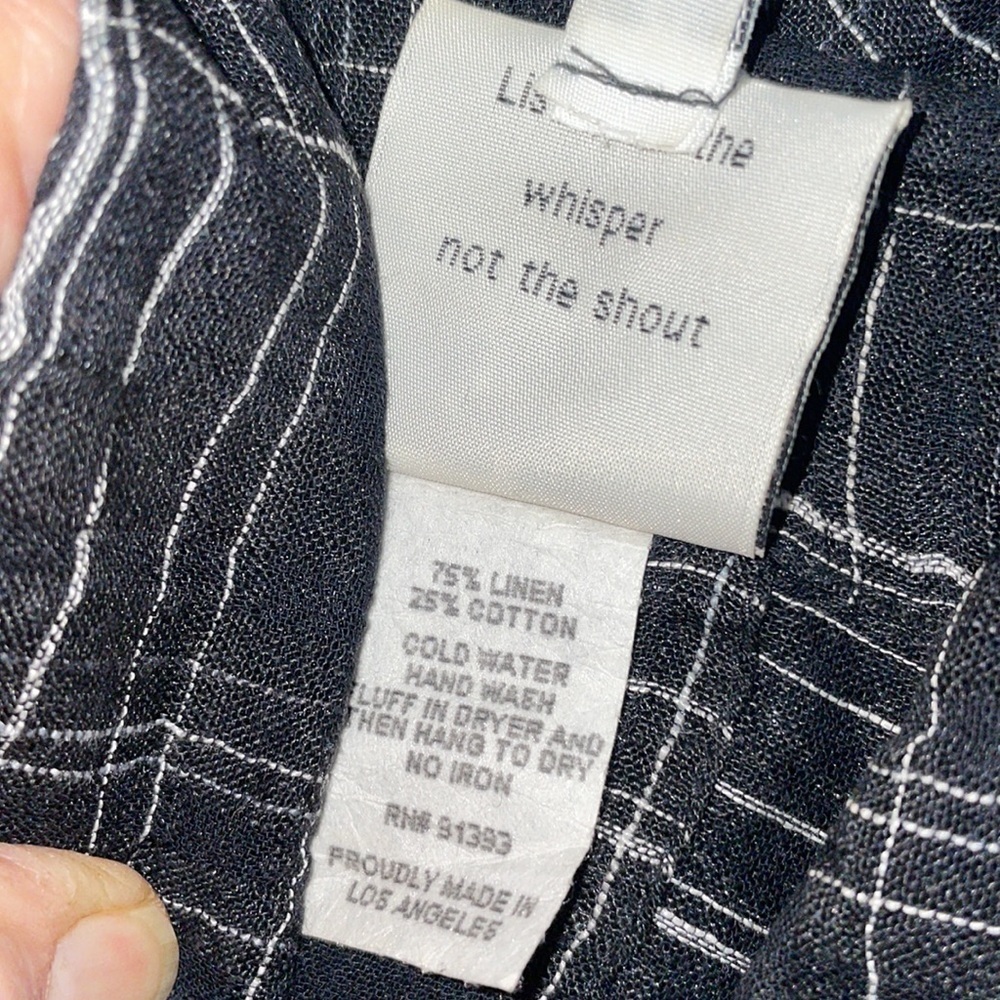 SPIRITHOUSE S. LINEN-COTTON LONG SLEEVE SHIET BLACK-WHITE EXCELLENT CONDITION